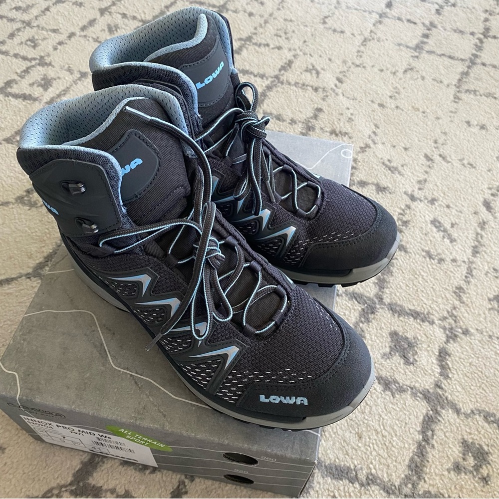 Lowa Innox Pro Mid Graphite Grey and Blue Hiking and Outdoor Boots